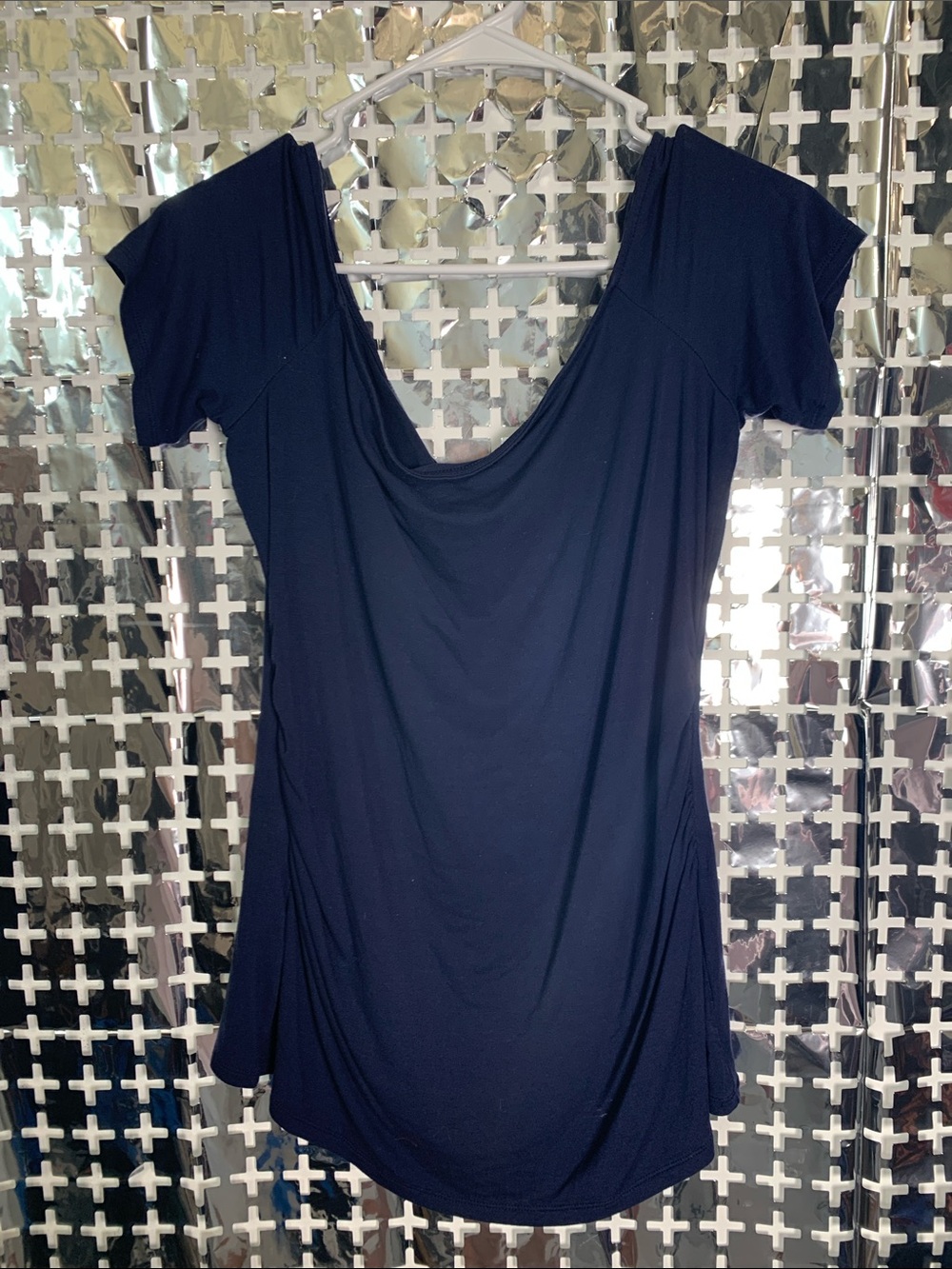 White House Black Market Navy Scoop Neck Short Sleeve Tunic